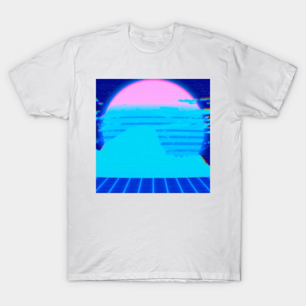 retrowave mountain VHS blue T-Shirt by lofi_retrowave